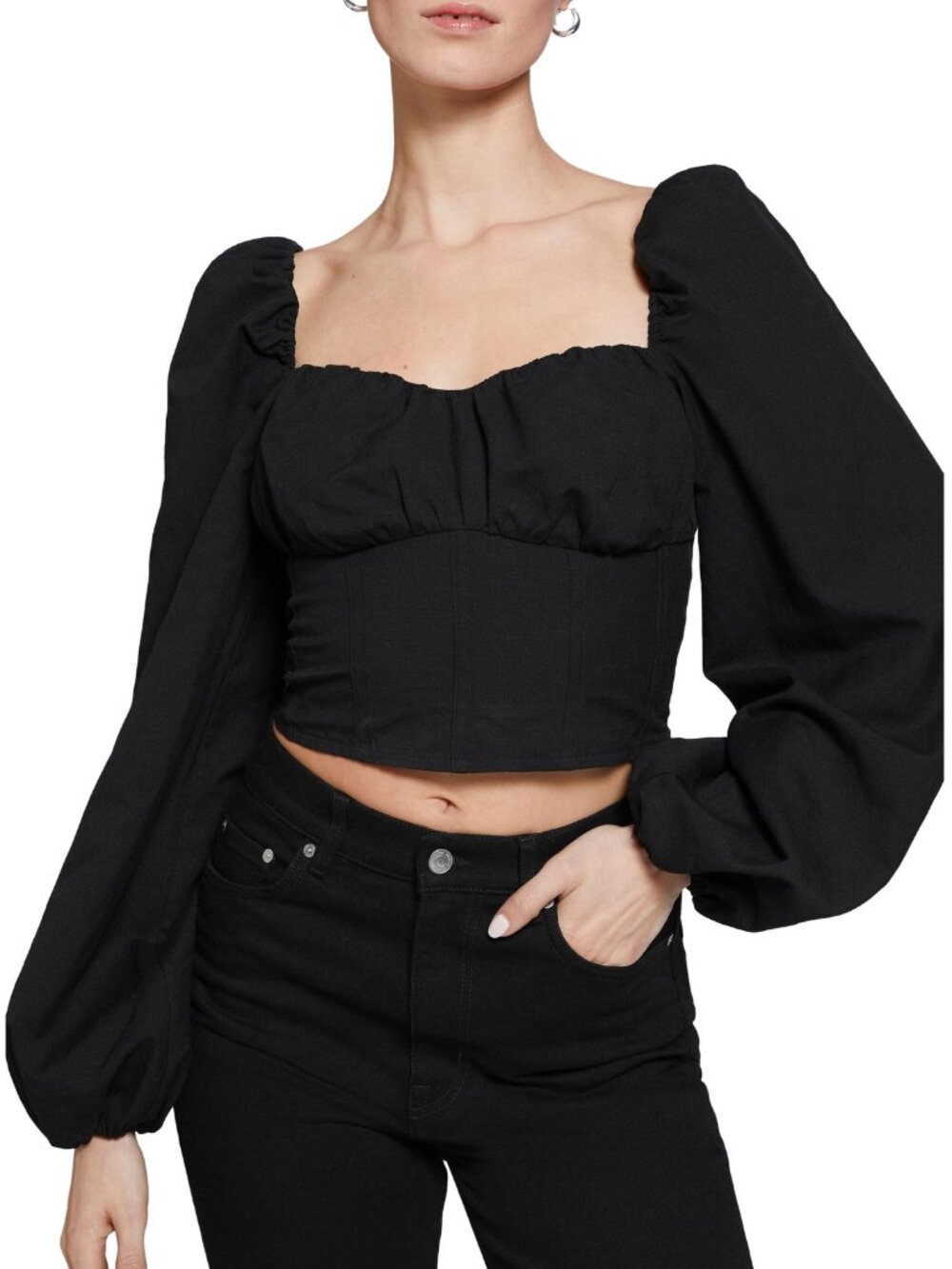 & OTHER STORIES Corset Crop Blouse NWT 12 Black